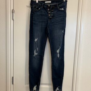 KanCan Dark Blue Distressed Skinny Jeans